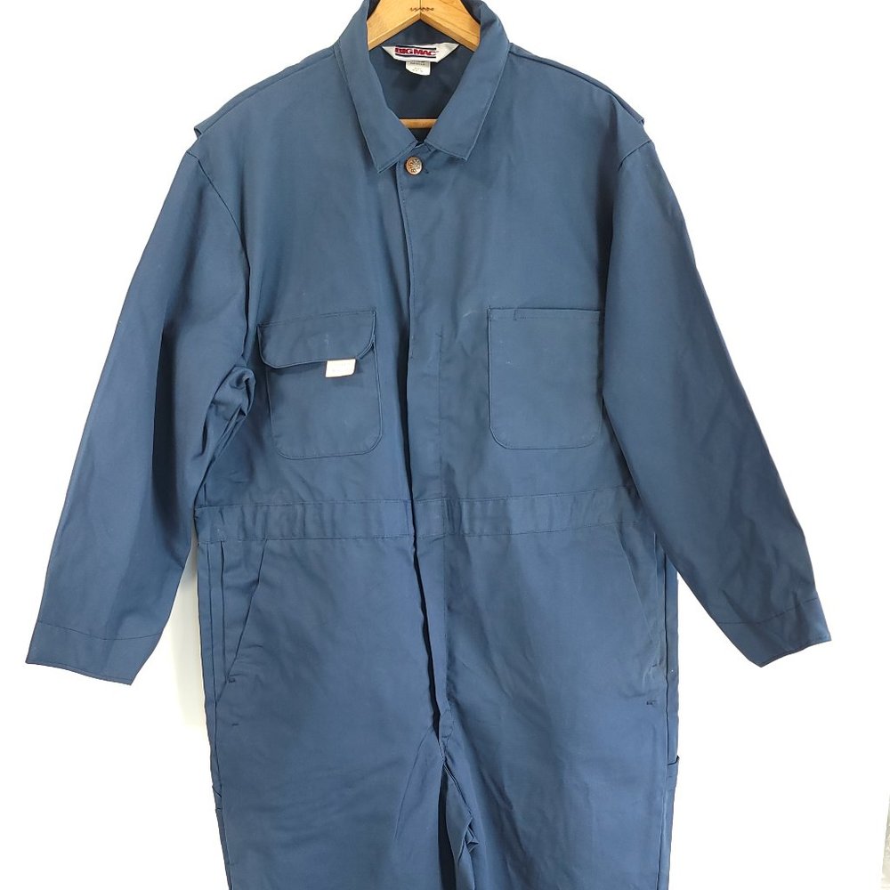 Vintage Big Mac Coveralls Men's 48S Mechanic Workwear Blue Grunge Distressed USA
